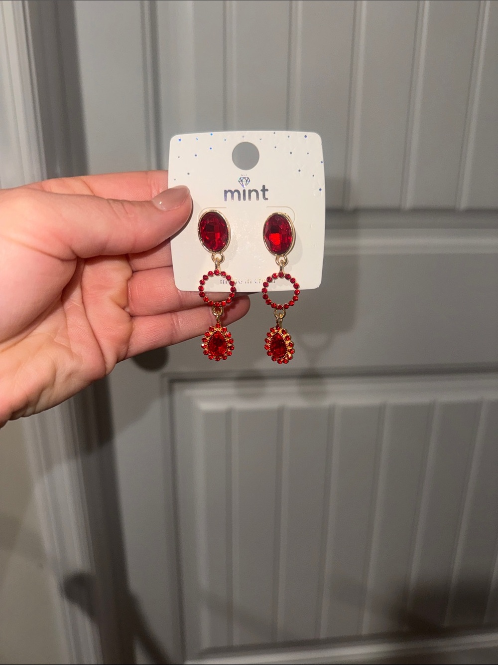 Red Crystal Dangle Earrings